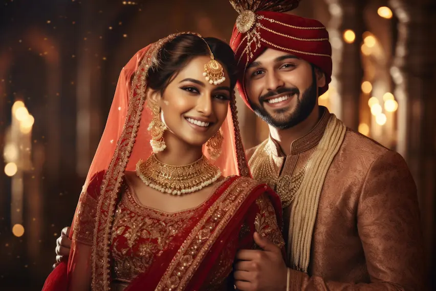 Real couple smiling together after finding compatibility on eRishta